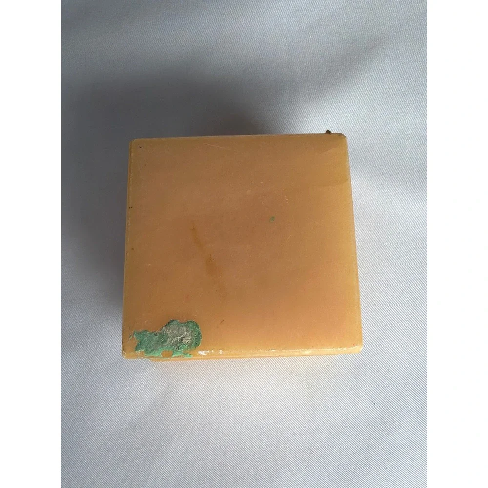 VINTAGE Trinket Box Unisex Small Yellow Good Floral Stone Square